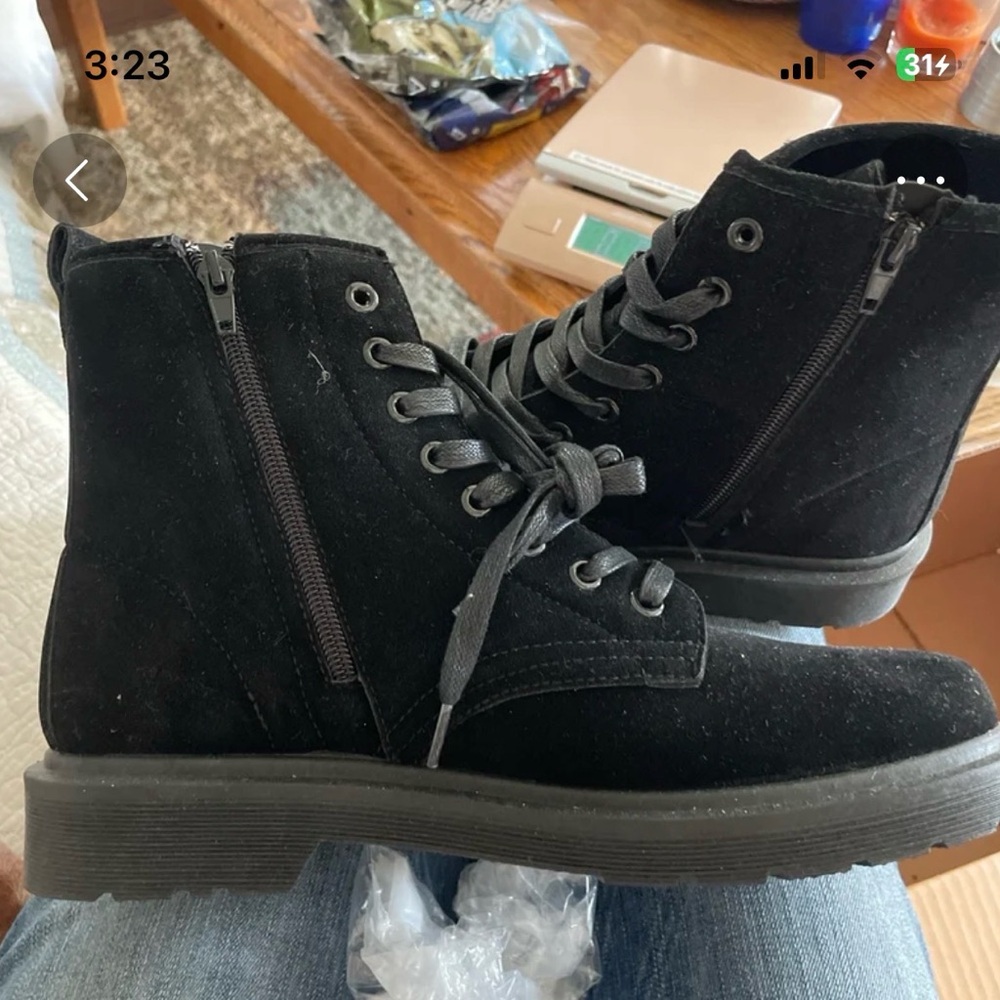 Black Lace-Up Ankle Boots